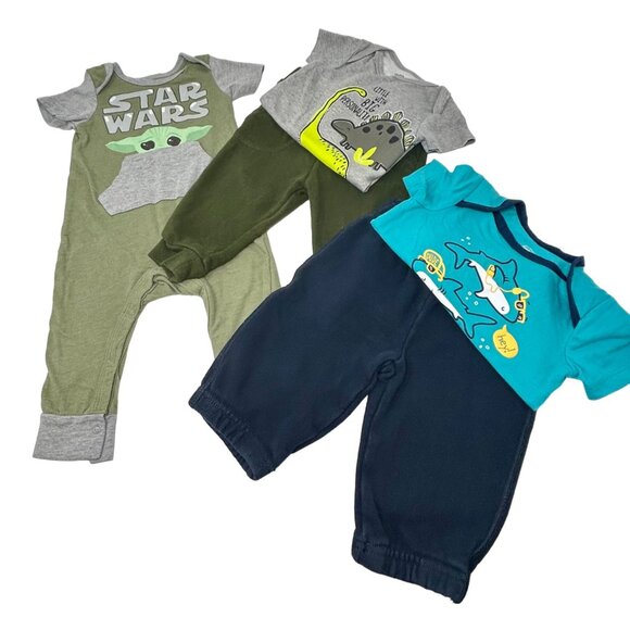 Baby Boy's Outfits - 1 Romper, 2 Sweatpants, Bodysuit, & Shirt - Size 6-9 Months - Picture 1 of 10